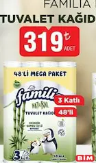 FAMİLİA TUVALET KAĞIDI 3 KATLI 48'Lİ fiyat ve kampanya bilgisi